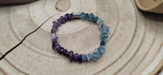 bracelet "chips" aigue marine & améthyste