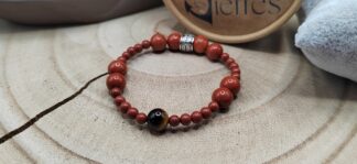 bracelet "jaspe rouge et oeil de tigre"