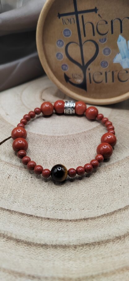 bracelet "jaspe rouge et oeil de tigre"