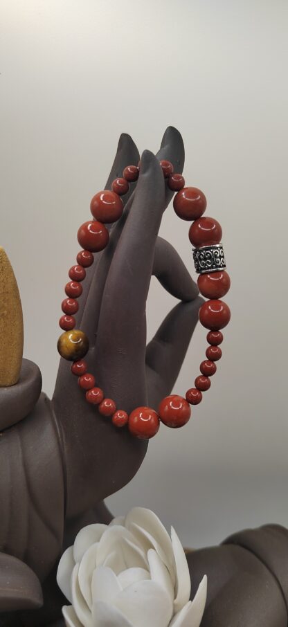 bracelet "jaspe rouge et oeil de tigre"