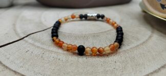 bracelet "halloween" cornaline et pierre de lave 4mm