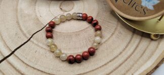 bracelet "fortifiant" jaspe rouge et quartz rutile 8mm